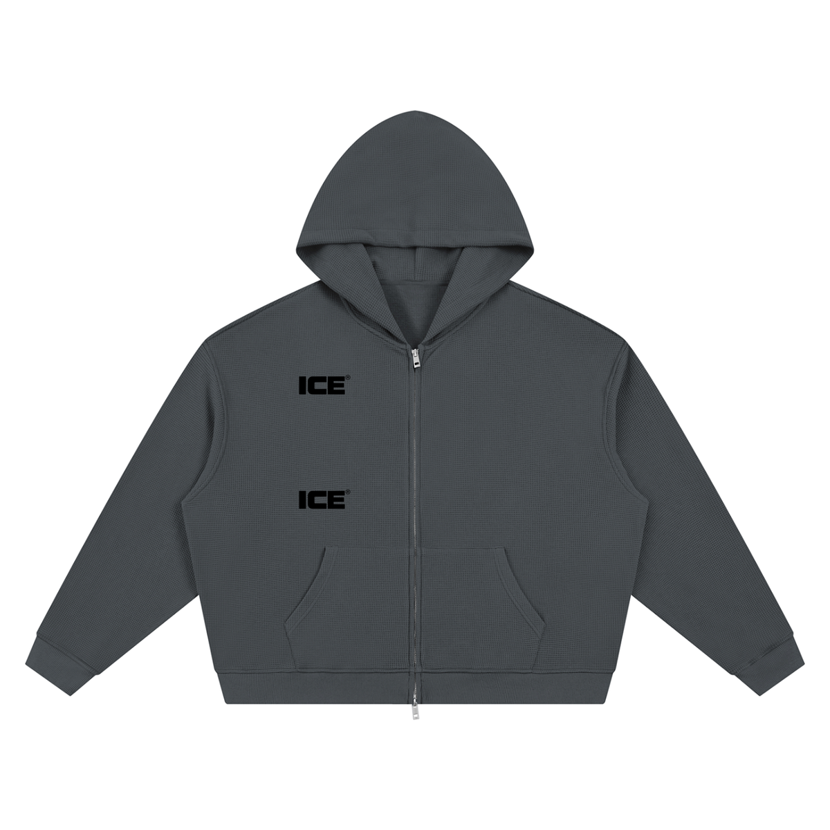 Unisex Waffle Boxy Full Zip Hoodie