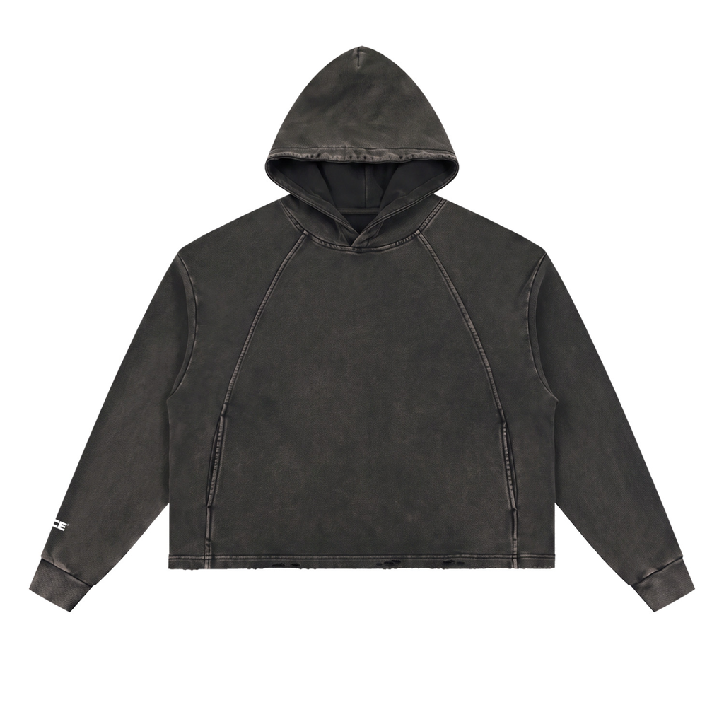 Vintage Washed Frayed-Hem Hoodie