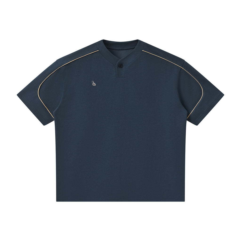 Unisex Oversized Piping Henley T-Shirt