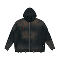 Unisex Distressed Full Zip Sweater X Ambra