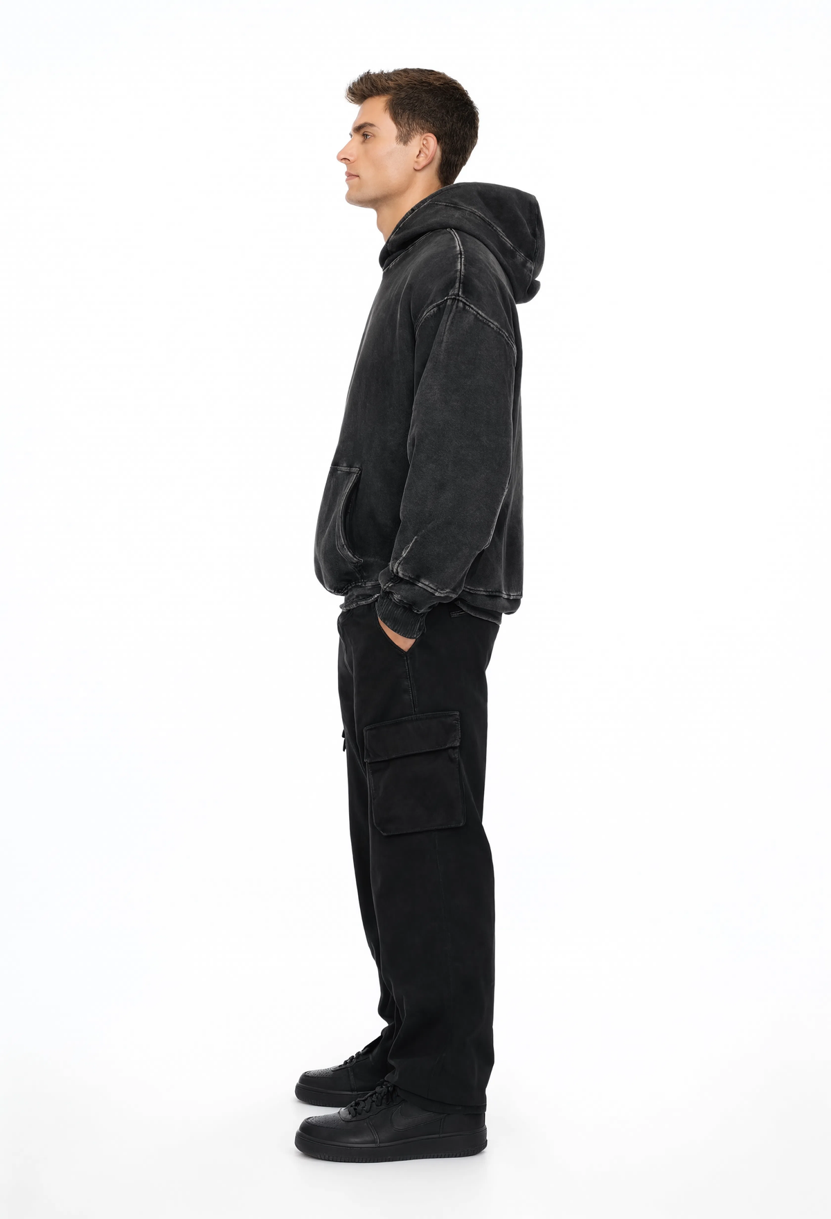 Snow Washed Loose Cotton Hoodie