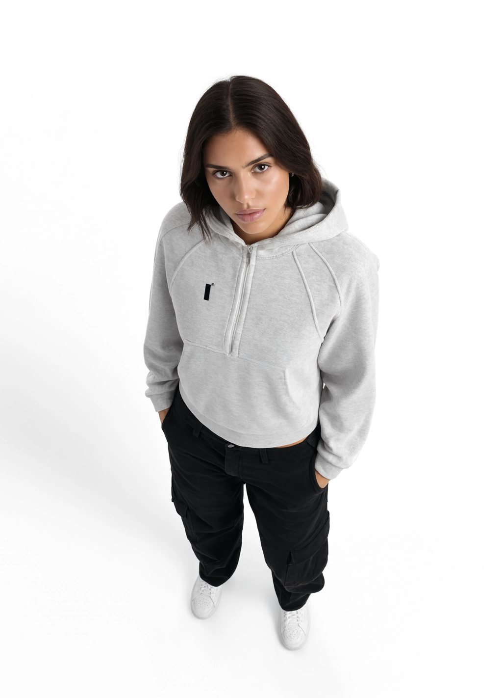 Cropped Half-Zip Hoodie