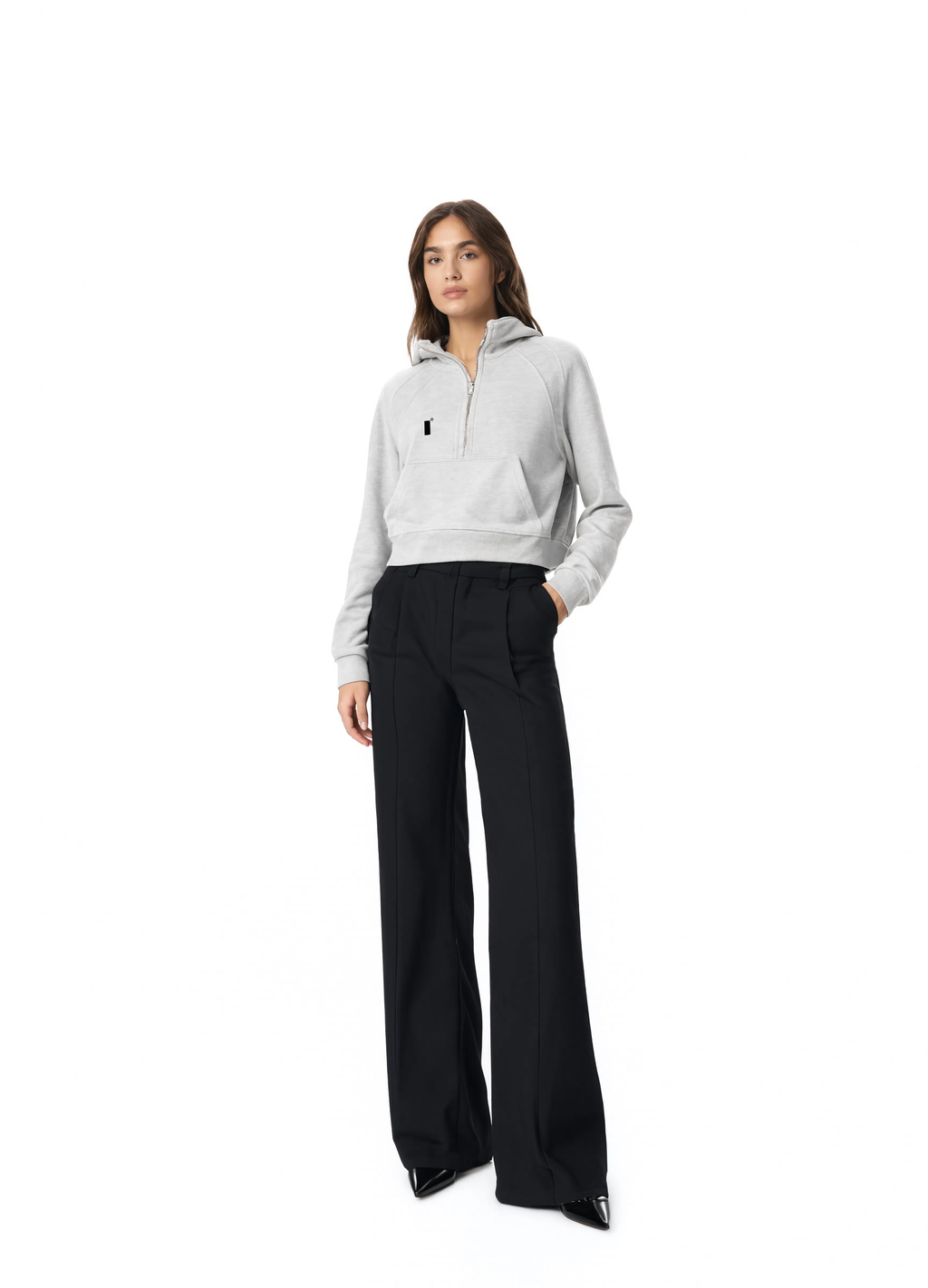 Cropped Half-Zip Hoodie
