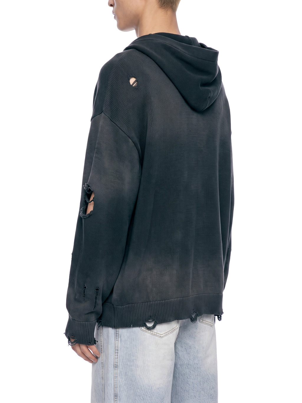 Unisex Distressed Full Zip Sweater X Ambra